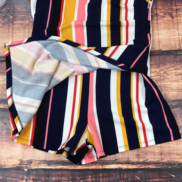 << Striped Asymmetrical Hem Romper >> - Picture 5 of 8